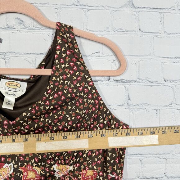 Talbots Babydoll Blouse Women Size 12 100% Silk Sleeveless Floral Boho Y2K Top - Picture 7 of 9